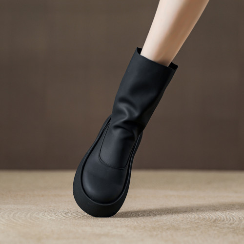 厚底真皮彈力菸筒靴女2025春秋新款甜酷馬丁靴紅色增高短靴瘦瘦靴 厚底真皮彈力菸筒靴女2025春秋新款甜酷馬丁靴紅色增高短靴瘦瘦靴