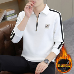 歐貨潮流修身立領半拉鍊衛衣男士春秋款時尚高級潮拼色刺綉長袖上