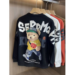 小熊卡通印花衛衣男網紅潮牌百搭圓領上衣個性春冬男士痞帥上衣潮