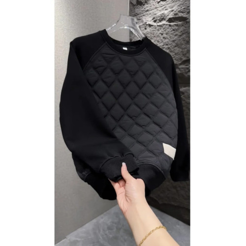 新款2024春季款時尚潮流菱形格保暖打底套頭圓領上衣男士簡約衛衣 新款2024春季款時尚潮流菱形格保暖打底套頭圓領上衣男士簡約衛衣