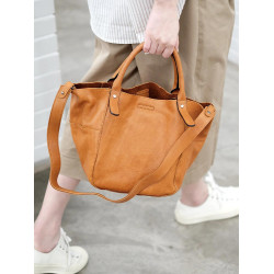 2025爆款輕包包女棕色手提真皮大包輕奢小衆高級感通勤單肩托特包