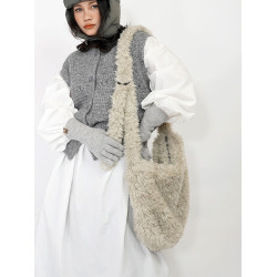 emptyshape空形原創毛毛包斜後後背包百搭大容量秋冬通勤單肩毛絨女包