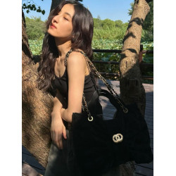 港代高檔真皮菱格鏈條包麂皮腋下單肩包大容量包包高級感輕奢小衆