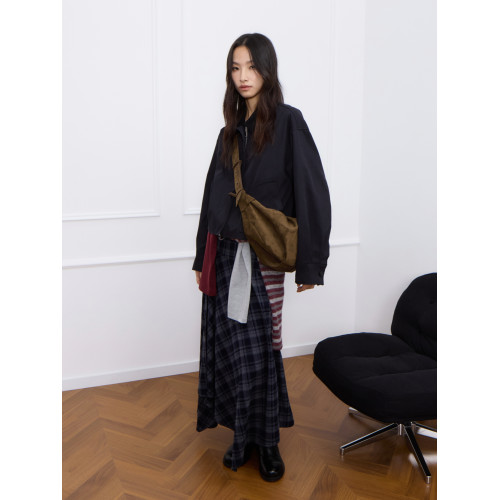 LE AMO|原創'泰迪'復古磨砂麂皮絨慵懶調節肩帶斜背可頌包 LE AMO|原創'泰迪'復古磨砂麂皮絨慵懶調節肩帶斜背可頌包