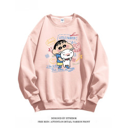 銀狐絨日系潮流蠟筆小新圓領衛衣男女秋冬季ins百搭寬鬆長袖上衣