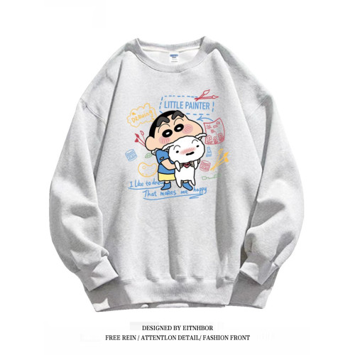 銀狐絨日系潮流蠟筆小新圓領衛衣男女秋冬季ins百搭寬鬆長袖上衣 銀狐絨日系潮流蠟筆小新圓領衛衣男女秋冬季ins百搭寬鬆長袖上衣