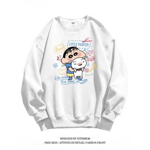 銀狐絨日系潮流蠟筆小新圓領衛衣男女秋冬季ins百搭寬鬆長袖上衣 銀狐絨日系潮流蠟筆小新圓領衛衣男女秋冬季ins百搭寬鬆長袖上衣