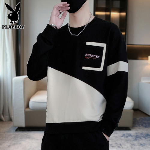 花花公子衛衣男士春秋季新款寬鬆圓領上衣潮流拼色打底長袖t恤男 花花公子衛衣男士春秋季新款寬鬆圓領上衣潮流拼色打底長袖t恤男