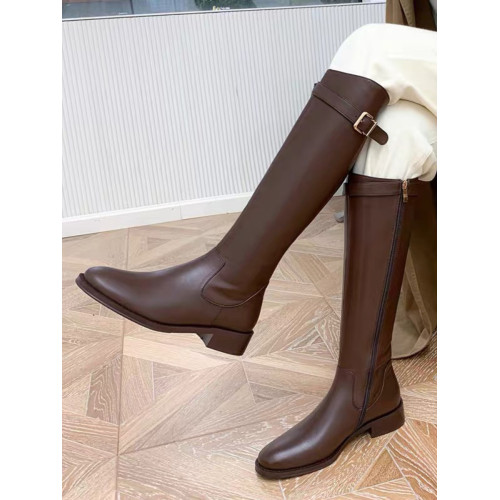 大東妞真皮不過膝長靴2025秋冬新款高筒長筒靴騎士靴加絨馬丁靴女