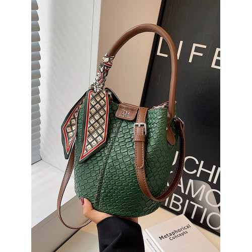 復古時尚手提小包包女2025新款秋季新款菱格水桶包小衆簡約單肩包