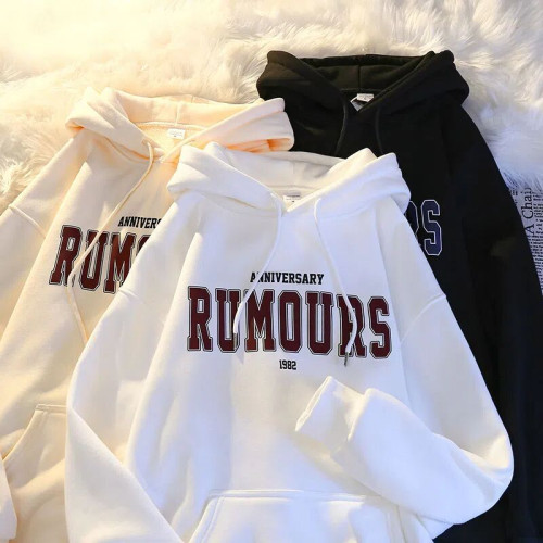 韓版字母印花衛衣男女連帽秋冬款ins潮流百搭寬鬆上衣外套情侶裝