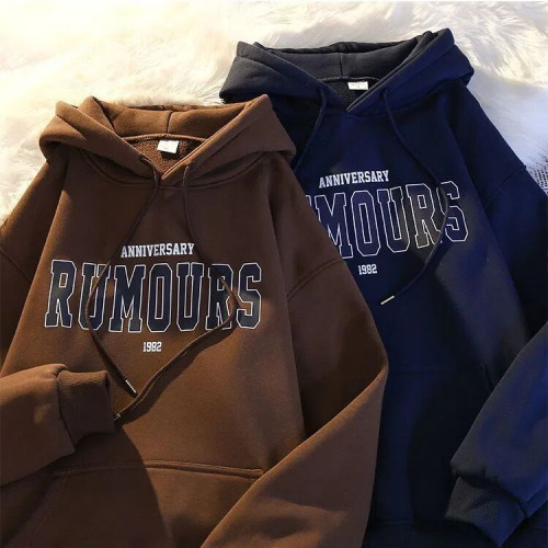 韓版字母印花衛衣男女連帽秋冬款ins潮流百搭寬鬆上衣外套情侶裝