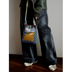 housedesign原創2026新款單肩手機包迷你輕便斜背復古拼色小包包