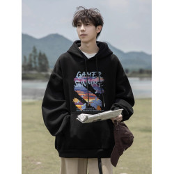 純棉重磅美式潮牌日系連帽加絨衛衣男秋冬塗鴉外套學生青少年潮流