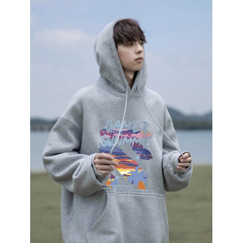 純棉重磅美式潮牌日系連帽加絨衛衣男秋冬塗鴉外套學生青少年潮流 純棉重磅美式潮牌日系連帽加絨衛衣男秋冬塗鴉外套學生青少年潮流