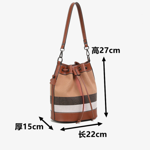 包包女式2025新款格子條紋帆布包高級感子母水桶包手提單肩斜後後背包 包包女式2025新款格子條紋帆布包高級感子母水桶包手提單肩斜後後背包