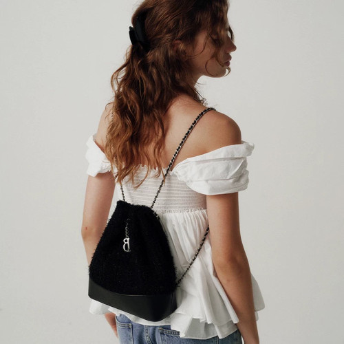 韓國小衆thebarnnet八奶包包女夏季新款小香風簡約百搭鏈條雙肩包