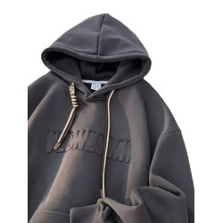 重磅美式衛衣男女秋冬新款潮牌情侶裝連帽加絨加厚高街上衣外套潮