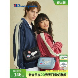 Champion冠軍斜後後背包相機包男女士同款繙蓋徽章撕撕包痛包小方包