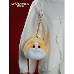 貓泰萌可愛黃白毛絨仿真貓咪斜後後背包2026新款休閒高級感鏈條包包女