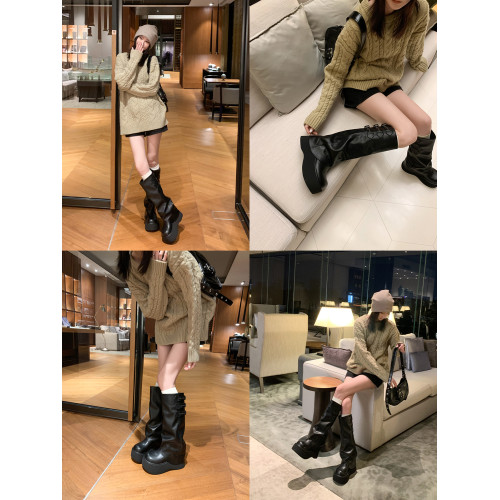 伯爵貓厚底褲琯靴女2026春秋新款增高小個子粗腿堆堆長筒靴高筒靴 伯爵貓厚底褲琯靴女2026春秋新款增高小個子粗腿堆堆長筒靴高筒靴