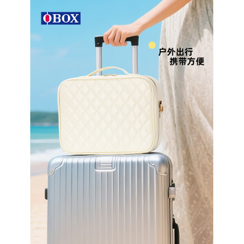 「OBOX」ins風帶鏡化妝包LED燈梳妝台桌面護膚化妝品收納盒大容量