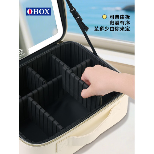 「OBOX」ins風帶鏡化妝包LED燈梳妝台桌面護膚化妝品收納盒大容量