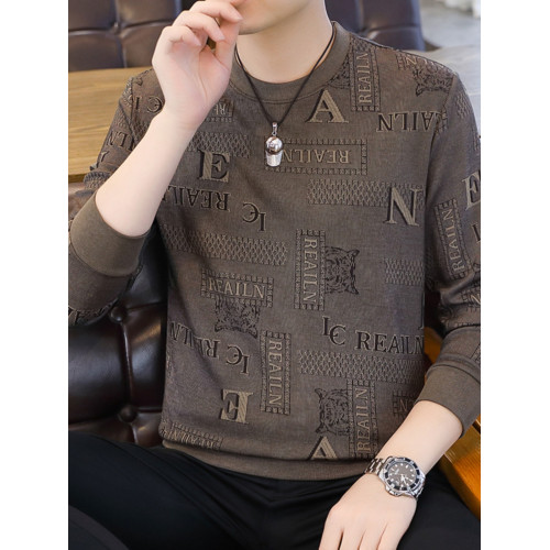 高級衛衣男大肚子潮牌提花休閒長袖t恤大碼秋冬款成熟男人打底衫 高級衛衣男大肚子潮牌提花休閒長袖t恤大碼秋冬款成熟男人打底衫