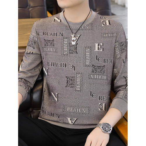 高級衛衣男大肚子潮牌提花休閒長袖t恤大碼秋冬款成熟男人打底衫 高級衛衣男大肚子潮牌提花休閒長袖t恤大碼秋冬款成熟男人打底衫