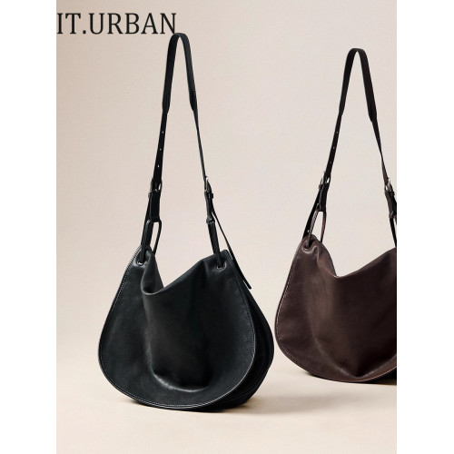 I.TURBAN宋佳同款植鞣羊皮信使馬鞍包女新款斜背單肩大容量通勤包 I.TURBAN宋佳同款植鞣羊皮信使馬鞍包女新款斜背單肩大容量通勤包