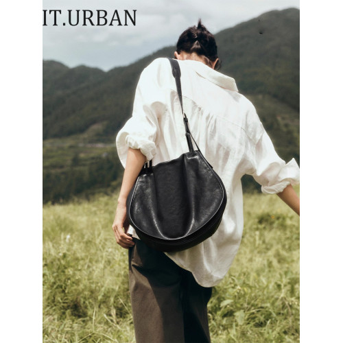 I.TURBAN宋佳同款植鞣羊皮信使馬鞍包女新款斜背單肩大容量通勤包 I.TURBAN宋佳同款植鞣羊皮信使馬鞍包女新款斜背單肩大容量通勤包