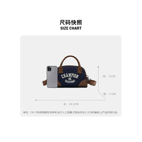 Champion冠軍官方單肩包保齡球包女刺綉手提包枕頭包斜後後背包