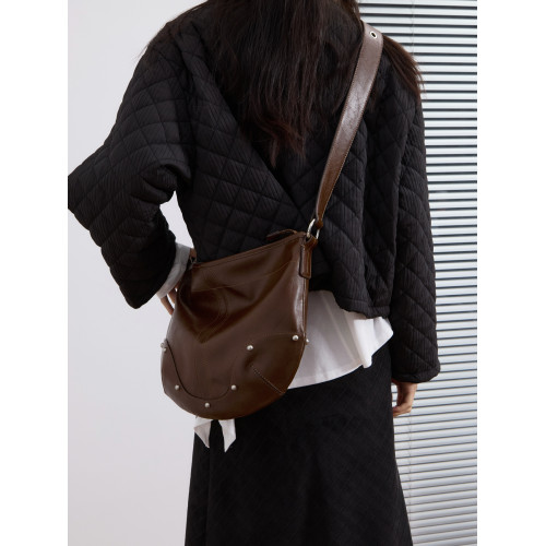 LE AMO｜原創 '瑪奇朵' 小衆中古龐克鉚釘百搭單肩斜背流浪包