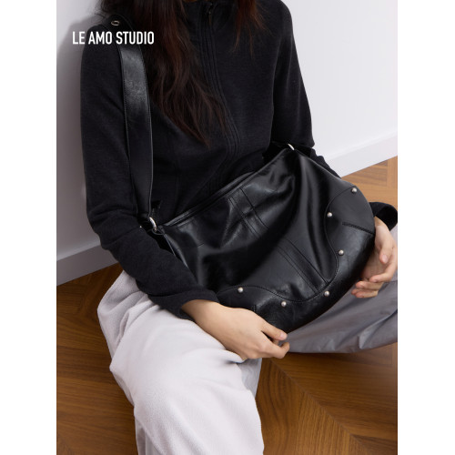 LE AMO｜原創 '瑪奇朵' 小衆中古龐克鉚釘百搭單肩斜背流浪包