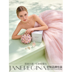 粉色立體花朵包包女晚宴禮服走秀款小圓球包高級感迷你圓環手提包