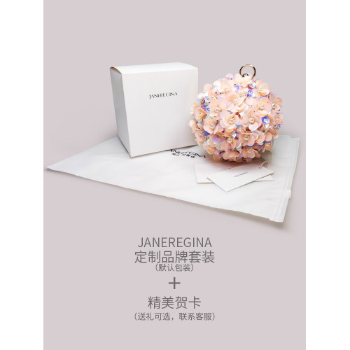 粉色立體花朵包包女晚宴禮服走秀款小圓球包高級感迷你圓環手提包