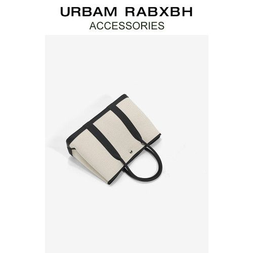 帆布配牛皮花園包大容量真皮撞色手提包女2025新款單肩斜背托特包