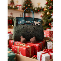 ZRVR新款聖誕節限定羊羔絨手提包軟萌可愛鉑金包單肩斜背凱莉包女