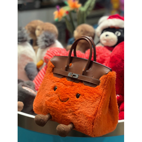 ZRVR2025新款mini鉑金包可愛笑臉毛絨包手提包時尚百搭單肩斜後後背包