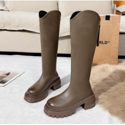 小個子厚底長靴女2025秋季新款不過膝高筒騎士靴長筒靴女秋冬靴子