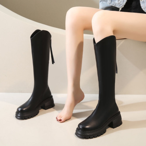 小個子厚底長靴女2025秋季新款不過膝高筒騎士靴長筒靴女秋冬靴子 小個子厚底長靴女2025秋季新款不過膝高筒騎士靴長筒靴女秋冬靴子