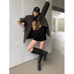 Mooreyu雨靴子女2026年大筒圍顯瘦高筒靴粗腿圓頭不過膝長筒靴女