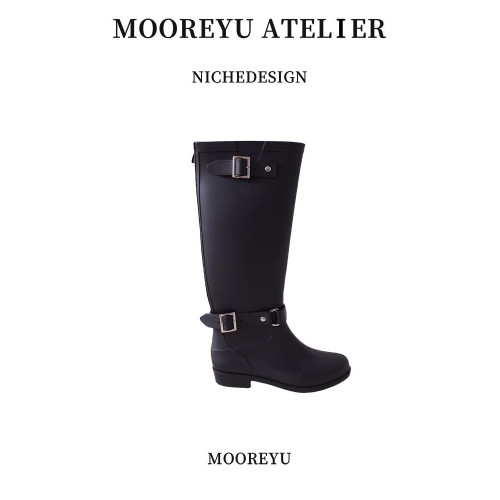 Mooreyu雨靴子女2026年大筒圍顯瘦高筒靴粗腿圓頭不過膝長筒靴女