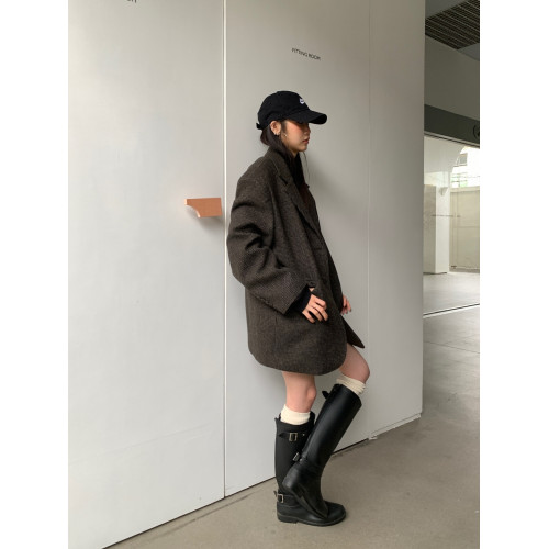 Mooreyu雨靴子女2026年大筒圍顯瘦高筒靴粗腿圓頭不過膝長筒靴女