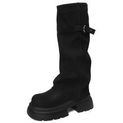 復古帥氣時尚美拉德褲琯靴女2025夏季新款氣質百搭厚底炸街長筒靴