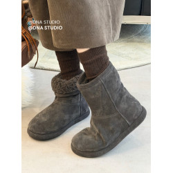 厚底內增高加絨加厚中筒雪地靴女2026新款冬季保暖套筒麵包棉鞋子