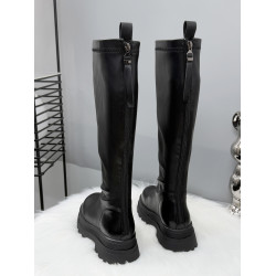 棕色靴子女長筒靴2025新款騎士靴秋冬加絨厚底小個子不過膝長靴