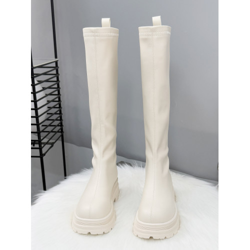 棕色靴子女長筒靴2025新款騎士靴秋冬加絨厚底小個子不過膝長靴