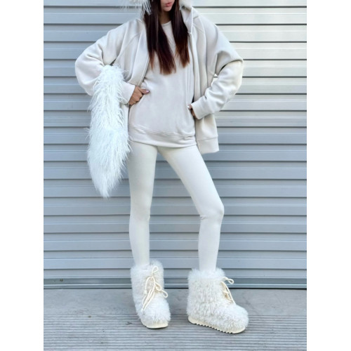 超可愛防滑厚底毛毛雪地靴女冬2025新款白色加絨短靴加厚保暖棉鞋