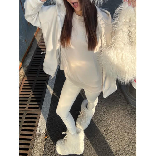 超可愛防滑厚底毛毛雪地靴女冬2025新款白色加絨短靴加厚保暖棉鞋